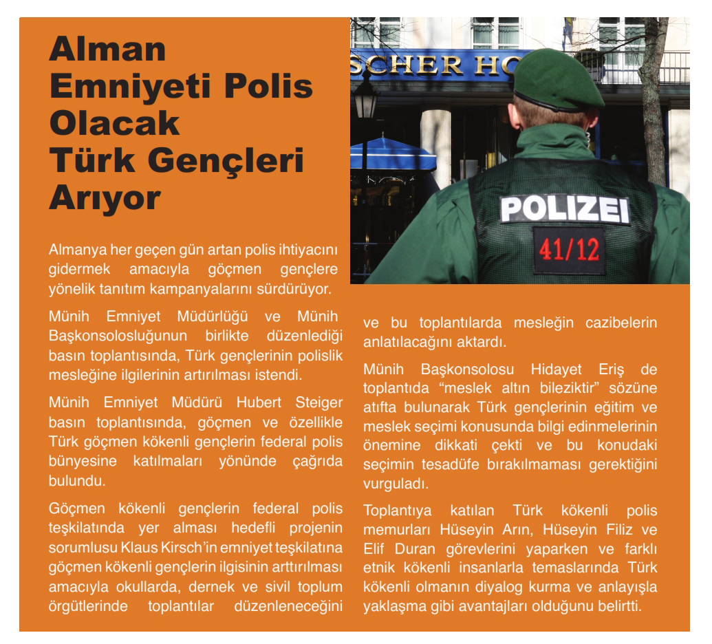 Alman Emniyeti Polis Olacak Türk Gençleri Arıyor